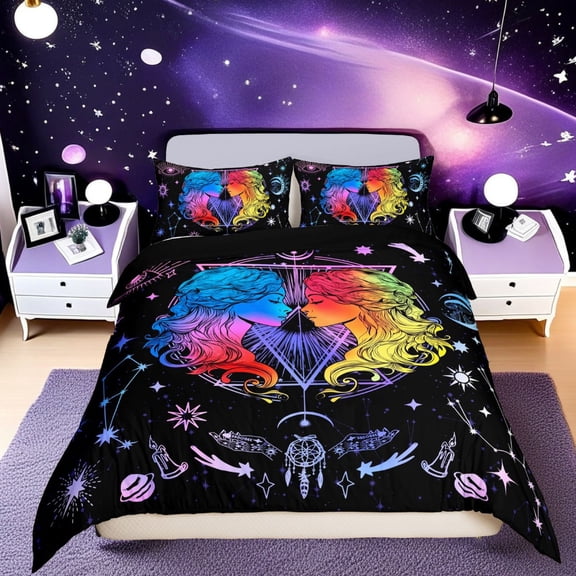 Erosebridal Gemini Gifts Comforter Cover Twin, Twelve Constellations Bedding Twin Size, Astrology Horoscope Room Decor, Reversible 2pcs (No Comforter)