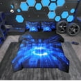 thumbnail image 1 of Erosebridal Geometric Buffalo Bed in a Bag Full size,Black Blue Bed Set,Futuristic Cubes Bedding Full Size,Microfiber Plaid Room Decoration,Reversible,7pcs, 1 of 5