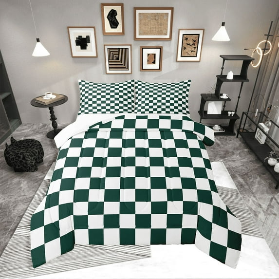 Erosebridal Geometric Buffalo Bedding King Comforter Set,Checkered Grid Bedding Sets King with Comforter,Plaid Room Decorative,Super Cozy,3 Pieces