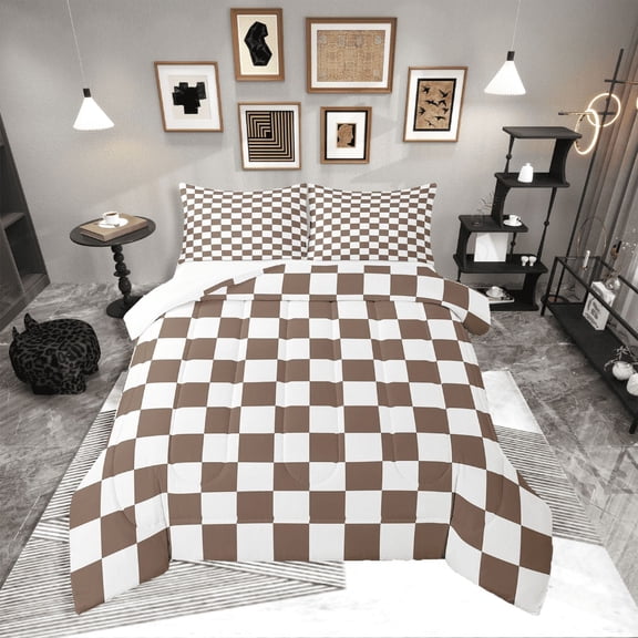 Erosebridal Geometric Buffalo Bedding Twin Comforter Set,Checkered Grid Down Comforter,Plaid Room Decorative,Lightweight,2-Piece