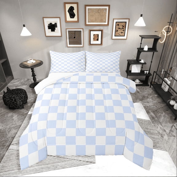 Erosebridal Geometric Buffalo Bedding Twin Comforter Set,Checkered Grid Down Comforter,Plaid Room Decorative,Lightweight,2-Piece