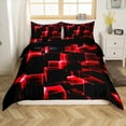 thumbnail image 1 of Erosebridal Geometric Buffalo Comforter Cover Twin,Black Red Bedding Twin Size,Breathable Reversible Comforter Cover Twin,Plaid Decor,3-Piece(No Comforter), 1 of 7