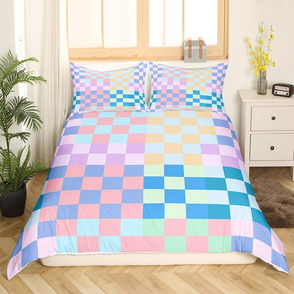 Erosebridal Geometric Buffalo Duvet Cover,Checkered Grid Bedding Sets,Plaid Room Decorative,Ultra Soft,2 Pieces(No Comforter)
