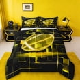 thumbnail image 1 of Erosebridal Geometric Geometry Checkered Bedding King Comforter Set,American Football Game Down Comforter,Yellow Black Bedding Sets King with Comforter,Super Cozy Room Decoration Reversible，3 Pieces, 1 of 8