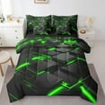 thumbnail image 1 of Erosebridal Geometric Grid Bed in a Bag King Size,Modern Geometry Bed Set,Black Green Bedding King Size,Ultra Soft Bedroom Decor Reversible,7 Pieces, 1 of 6
