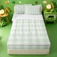 thumbnail image 1 of Erosebridal Geometric Grid Print Zipper Queen Comforter Set with Fitted Sheet and 2 Pillowcases,Green White Gingham Zipper Bedding Set For Boys,Reversible,4 Pieces, 1 of 7