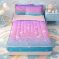 thumbnail image 1 of Erosebridal Geometric Lattice Pattern Zipper Queen Comforter Set with Fitted Sheet and 2 Pillowcases,Sparkling Outline Print Zipper Bedding Set,Purple Blue Pink,Pink Reversible, 1 of 6