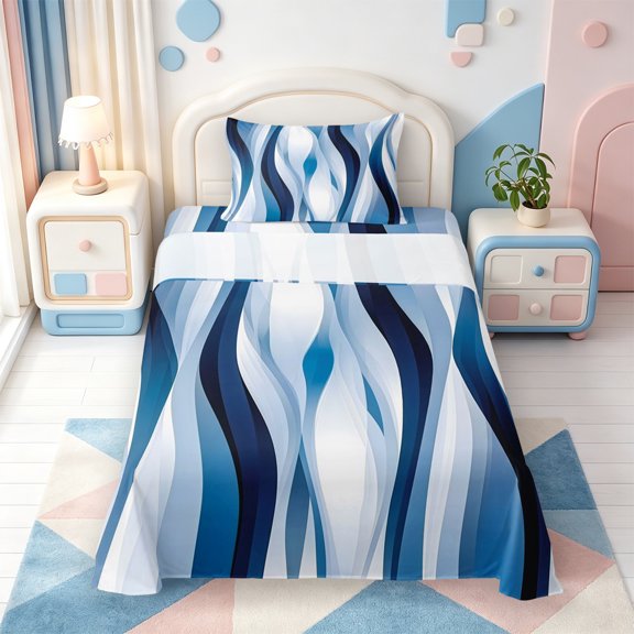 Erosebridal Geometric Line Twin Sheets,Watercolor Lines Bedding,3pcs,1 Flat Sheet,1 Fitted Sheet and 1 Pillowcase