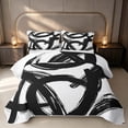 thumbnail image 1 of Erosebridal Geometric Lines Twin Quilt Set, White Black Twin Coverlet Set, Black Reversible 2pcs 1 Bedspread and 1 Pillowcase, 1 of 7