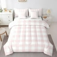 thumbnail image 1 of Erosebridal Geometric Plaid Bedding Sets Twin Size,Pink White Comforter Sets with Sheets,Buffalo Grid Bed in a Bag Twin size,Lightweight Abstract Room Decor,7pcs, 1 of 6