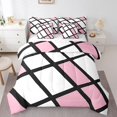 thumbnail image 1 of Erosebridal Geometric Plaid Bedding Twin Size,Modern Abstract Art Bed Set,Pink White Bedding Sets Twin Size,Super Cozy Bedroom Decoration Reversible,7pcs, 1 of 6