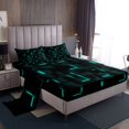 thumbnail image 1 of Erosebridal Geometric Plaid Full Sheet Sets,Black Teal Bedding Full Size,Futuristic Cubes Bed Sheets Set Full Size,Super Cozy Neon Bedroom Decoration,4pcs, 1 of 7