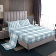thumbnail image 1 of Erosebridal Geometric Plaid Sheet Set Twin,Blue White Bedding Sets Twin Size,Buffalo Grid Twin Sheet Sets,Lightweight Abstract Room Decor,3pcs, 1 of 7