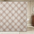 thumbnail image 1 of Erosebridal Geometric Plaid Shower Curtain 72Wx72L,Minimalist Checkered Bathroom Curtain,Beige, 1 of 6