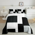 thumbnail image 1 of Erosebridal Geometric Square Checkered Comforter Sets Twin Size, White Black Gray Comforters & Duvets, Abstract Bedroom Decor Lightweight 2pcs, 1 of 8