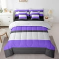 thumbnail image 1 of Erosebridal Geometric Stripes Bed in a Bag Full size,Grey Purple Bed Set,Abstract Artwork Bedding Full Size,Breathable Lines Room Decoration,Reversible,7-Piece, 1 of 6