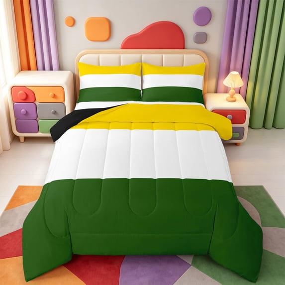 Erosebridal Geometric Stripes King Size Comforter Sets,Modern Striped Comforters King Size,Black Reversible,3pcs,1 Comforter and 2 Pillowcases