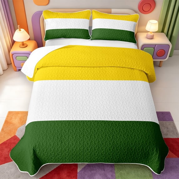 Erosebridal Geometric Stripes Quilt Full,Modern Striped Full Bedspread Sets,3-Piece,1 Coverlet and 2 Pillowcases