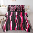 thumbnail image 1 of Erosebridal Geometric Wave Stripes Bed in a Bag Twin Size,Gradient Pink Black Bed Set,Modern Abstract Art Bedding Twin Size,Ultra Soft Bedroom Decorative Reversible,7 Pieces, 1 of 7