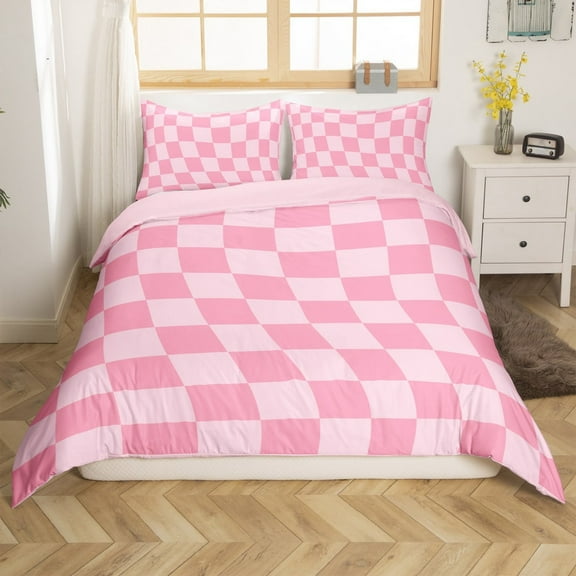 Erosebridal Geometry Checkered Duvet Cover Full,Plaid Square Bedding Full Size,Buffalo Decor,Reversible,Lightweight,3 Pieces(No Comforter)