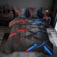 thumbnail image 1 of Erosebridal Geometry Geometric Bedding Queen Size,Black Check Comforter Sets with Sheets,Red Blue Light Bedding Sets Queen Size,Lightweight Bedroom Decorative Reversible,7-Piece, 1 of 6