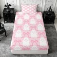 thumbnail image 1 of Erosebridal Ghost Candy Twin Fitted Sheet 2 Pieces,Cute Halloween Bedding,Pink White,1 Fitted Sheet and 1 Pillowcase, 1 of 4