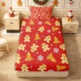thumbnail image 1 of Erosebridal Gingerbread Bells Twin Fitted Sheet 2 Pieces,Christmas Baking Bedding,Red,1 Fitted Sheet and 1 Pillowcase, 1 of 4