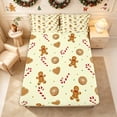 thumbnail image 1 of Erosebridal Gingerbread Cookies Fitted Sheet Queen 3-Piece,Christmas Baking Bedding,Cream,1 Fitted Sheet and 2 Pillowcases, 1 of 6