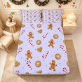 thumbnail image 1 of Erosebridal Gingerbread Cookies Fitted Sheet Queen 3-Piece,Christmas Baking Bedding,Lavender,1 Fitted Sheet and 2 Pillowcases, 1 of 6