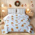 thumbnail image 1 of Erosebridal Gingerbread Cookies Quilt Full 3-Piece,Christmas Baking Full Bedspread Sets,Sky Blue,1 Coverlet and 2 Pillowcases, 1 of 7