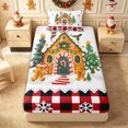 thumbnail image 1 of Erosebridal Gingerbread House Twin Fitted Sheet 2 Pieces,Christmas Village Bedding,White Green Brown,1 Fitted Sheet and 1 Pillowcase, 1 of 4