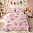 thumbnail image 1 of Erosebridal Gingerbread Man Twin Quilt Set, Christmas Stocking Twin Coverlet Set, Pink, 2 Pieces, 1 Bedspread and 1 Pillowcase, 1 of 7