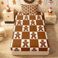 thumbnail image 1 of Erosebridal Gingerbread Plaid Twin Fitted Sheet 2 Pieces,Christmas Baking Bedding,Brown,1 Fitted Sheet and 1 Pillowcase, 1 of 4