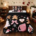 thumbnail image 1 of Manfei Gingerbread Twin Comforter Sets Christmas Bedding Set, Purple Pink 2-Pieces 1 Comforter and 1 Pillowcase, Black Reversible, 1 of 6
