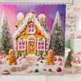 thumbnail image 1 of Manfei Gingerbread Waterproof Shower Curtain 72Wx72L Christmas Bathroom Curtain, Gray Green, 1 of 5