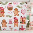 thumbnail image 1 of Manfei Gingerbread Waterproof Shower Curtain 72Wx78L Christmas Bath Curtain, Red Green, 1 of 5
