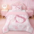 thumbnail image 1 of Erosebridal Girl Personalized Gifts Twin Comforter Sets,Alphabet S Bedding Set For Kids,Reversible pink,2 Pieces, 1 of 7