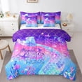 thumbnail image 1 of Erosebridal Bed in A Bag Full 7 Pcs,Kawaii Mermaid Tail Comforter Set Women,Gold Stars Rainbow Fish Scale Bedding,Watercolor Rainbow Neon Ombre Reversible Bed Sets with Sheet Set, 1 of 4