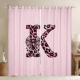 thumbnail image 1 of Erosebridal Girls Black Pink K Letter Monogrammed Black Out Curtains,Kids Cheetah Print Bow Tie Curtains Pack of 2 (42x63 Each), 1 of 6