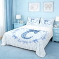 thumbnail image 1 of Erosebridal Girls Blue Bowknot Bed Sheets,Blue Letter C Monogrammed King Sheets For Girls Kids 4pcs, 1 of 6