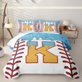thumbnail image 1 of Erosebridal Girls Blue K Letter Twin Quilt Set, Ice Cream Baseball Twin Coverlet Set, 2-Piece, 1 of 7