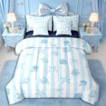 thumbnail image 1 of Erosebridal Girls Blue Ribbon Bow Twin Bedding Sets 7-Piece,Ocean Seashell Starfish Bedding Comforter Set for Teens Women,Navy Blue Reversible,Ultra Soft Home Decor, 1 of 6