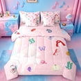 thumbnail image 1 of Erosebridal Girls Boots Scarf Bedding Twin Size,Music Instrument Piano Comforter Sets with Sheets,Pink Galaxy Starry Sky Bedding Sets Twin Size,Super Cozy Room Decoration Reversible,7pcs, 1 of 6