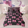 thumbnail image 1 of Erosebridal Bowknot Bed in a Bag Twin size, Black Pink Bed Set, Kawaii Bow Decor, Reversible 7 Pieces, 1 of 5