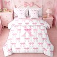 thumbnail image 1 of Erosebridal Girls Bowknot Personalized Gifts 7pcs Bedding Comforter Set,Pink 3D Cartoon Alphabet X Print Queen Bedding Sets For Kids,Pink Reversible, 1 of 7