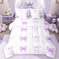 thumbnail image 1 of Erosebridal Girls Bowtie Gifts 7-Piece Bedding Comforter Set,Purple Bowknot Kids King Bedding Sets,Reversible, 1 of 7
