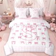 thumbnail image 1 of Erosebridal Girls Bowtie Gifts 7 Pieces Bedding Comforter Set,Pink Personalized Initial Letter S Full Bedding Set For Kids,Pink Reversible, 1 of 7