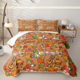 thumbnail image 1 of Erosebridal Girls Brown Capybara Quilt Full, Summer Fall Leaf Full Bedspread Sets, 3 Pieces, 1 of 7