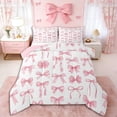 thumbnail image 1 of Erosebridal Girls Cartoon Bowknot Queen Comforter Set 3pcs,Dreamy Princess Bow Bedding Comforter Set for Teens Women,Pink Reversible,Breathable Home Decor, 1 of 6