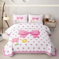 thumbnail image 1 of Erosebridal Girls Cartoon Floral Bowknot Twin Quilt Set,Teens Vintage Polka Dots Twin Coverlet Set, 1 of 7